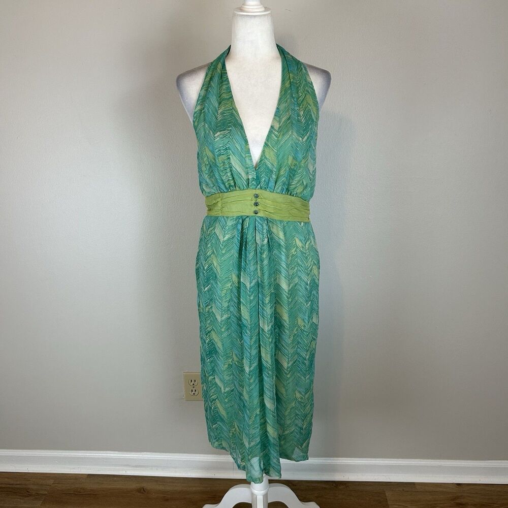 Johnathan Martin 100% Silk Dress XL Pinup Retro Luxury Halter Vacation Resort